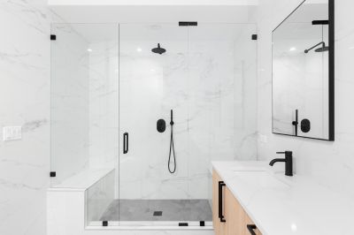 Contemporary Shower with Black Frame Accents